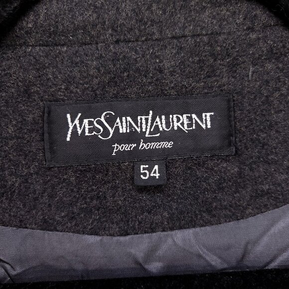 Yves Saint Laurent Wool Jacket Mens Size 54 Gray Full Zip Coat Mock Neck Pockets - Picture 8 of 12